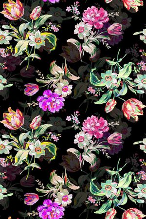 手绘花卉印花华亿平台图片