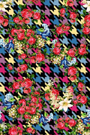 大花卉印花华亿平台图片