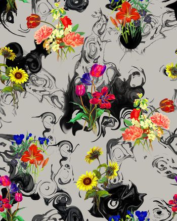 677100-精美水墨花卉组合1