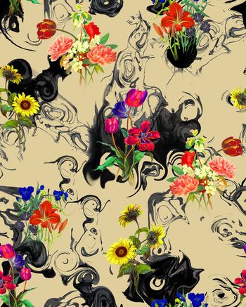 677101-精美水墨花卉组合2