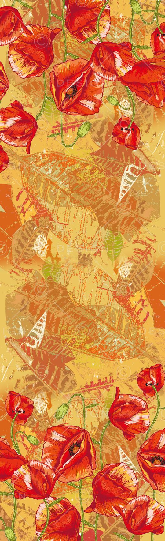 罂粟花长巾印花华亿平台图片