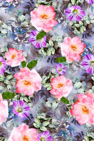 水墨手绘底印花华亿平台图片