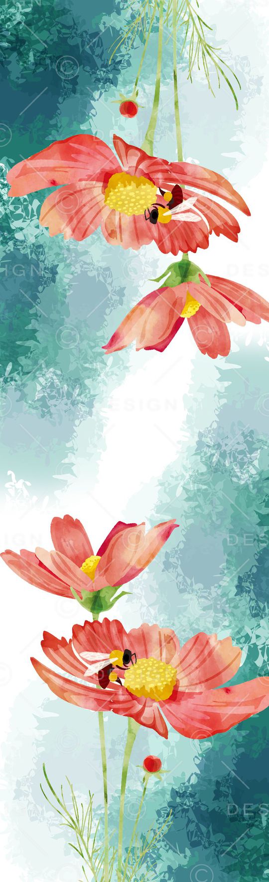 非洲菊花卉长丝巾印花华亿平台图片