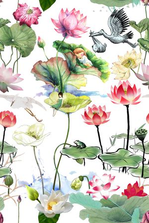 荷花印花华亿平台图片