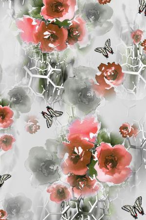 水彩花卉印花华亿平台图片