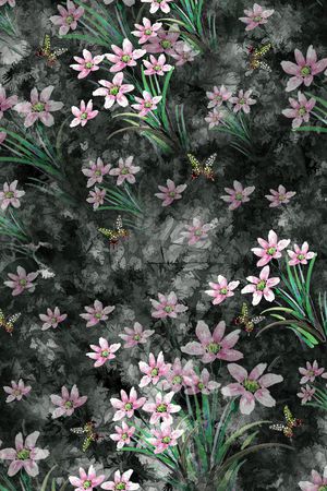 水墨花卉印花华亿平台图片