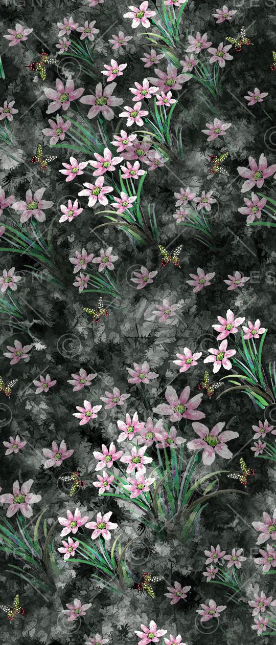 水墨花卉印花华亿平台图片