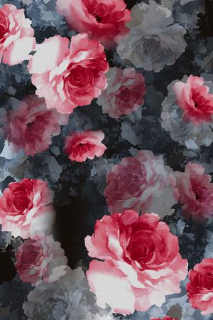 水彩花印花华亿平台图片