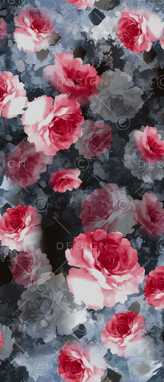 水彩花印花华亿平台图片