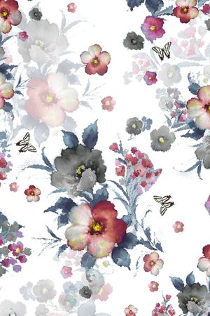 水彩花印花华亿平台图片