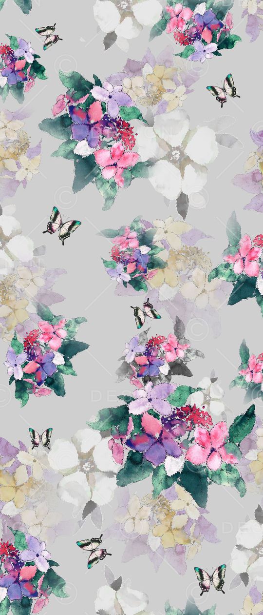 水彩花印花华亿平台图片