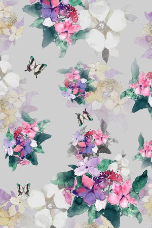 水彩花印花华亿平台图片