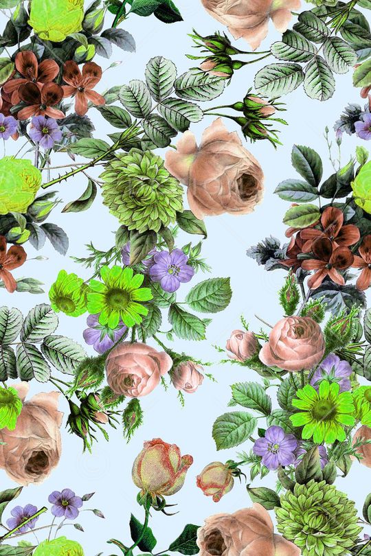 手绘花卉印花华亿平台图片