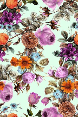 手绘花卉印花华亿平台图片