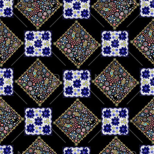 民族小方巾花卉珠宝宝石饰图案印花华亿平台图片