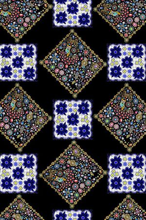 民族小方巾花卉珠宝宝石饰图案印花华亿平台图片