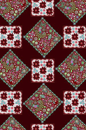 民族小方巾花卉珠宝宝石饰图案印花华亿平台图片