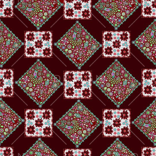 民族小方巾花卉珠宝宝石饰图案印花华亿平台图片