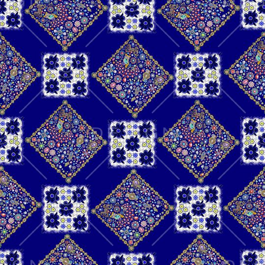 民族小方巾花卉珠宝宝石饰图案印花华亿平台图片