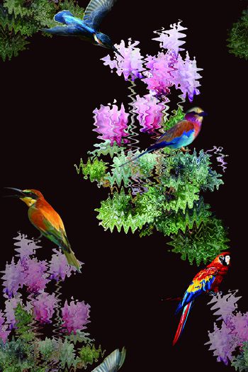 677638-可爱小鸟配抽象花卉1