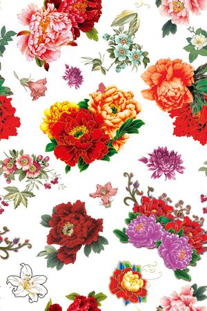 牡丹印花华亿平台图片