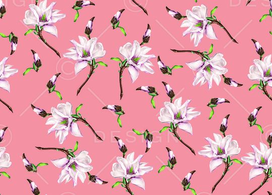 玉兰花印花华亿平台图片