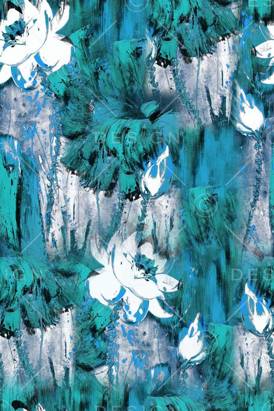 手绘荷花印花华亿平台图片