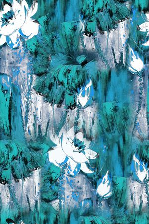 手绘荷花印花华亿平台图片