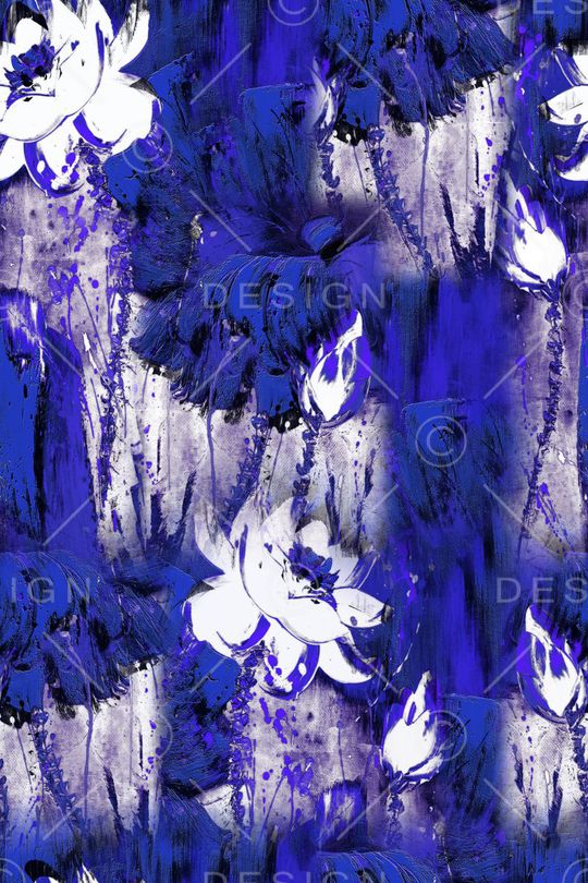 手绘荷花印花华亿平台图片