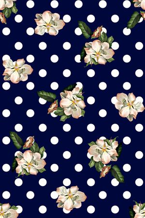 抽象手绘满版波点花卉印花华亿平台图片