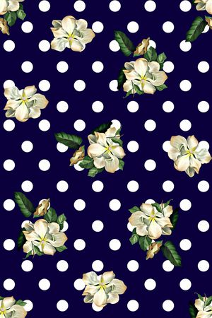 抽象手绘满版波点花卉印花华亿平台图片