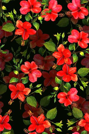 浪漫、水彩、花卉、花朵女装印花华亿平台图片