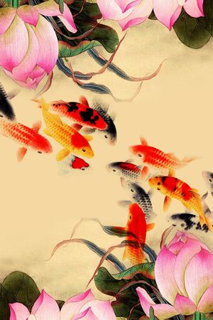 中国风荷花长围巾印花华亿平台图片