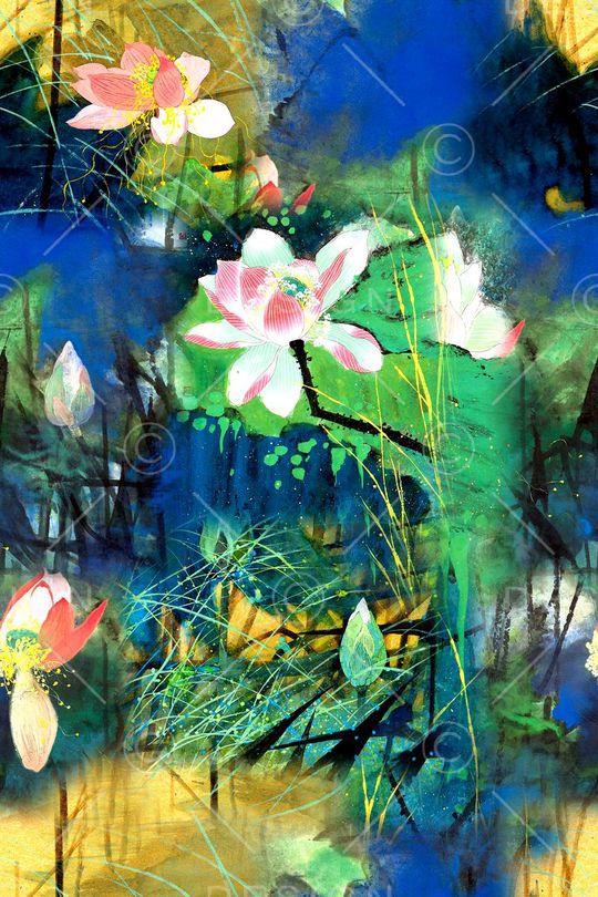 清爽大花印花华亿平台图片