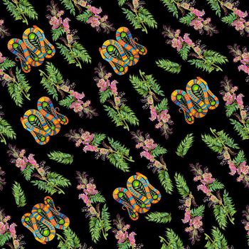 678277-民族花纹蛇花卉