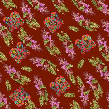 678278-民族花纹蛇花卉酒