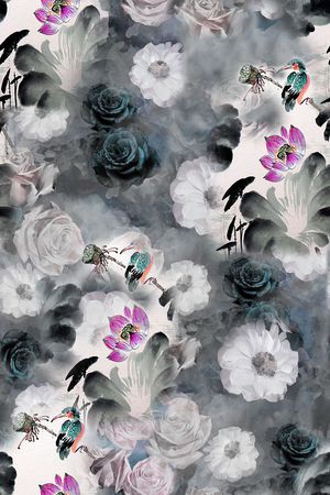 抽象花卉印花华亿平台图片