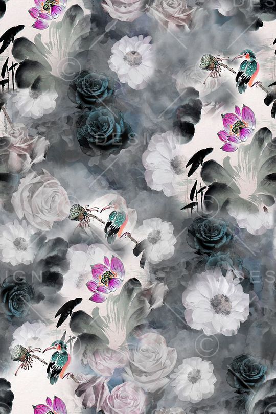 抽象花卉印花华亿平台图片