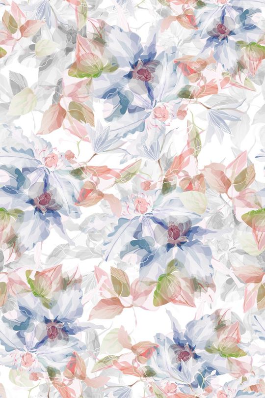 水彩花卉印花华亿平台图片