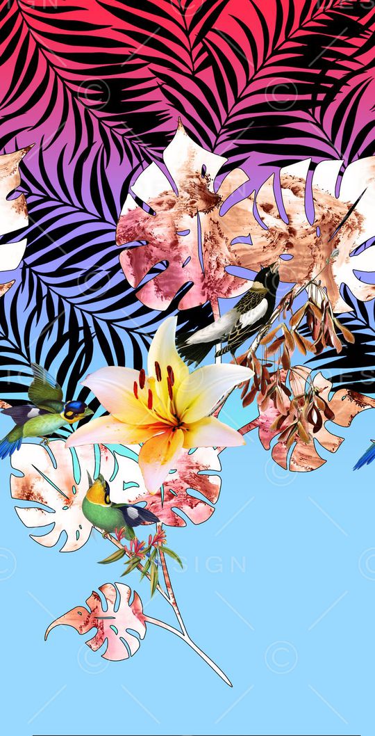 花卉、树叶、渐变印花华亿平台图片