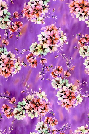 浪漫、水彩、花卉、女装印花华亿平台图片