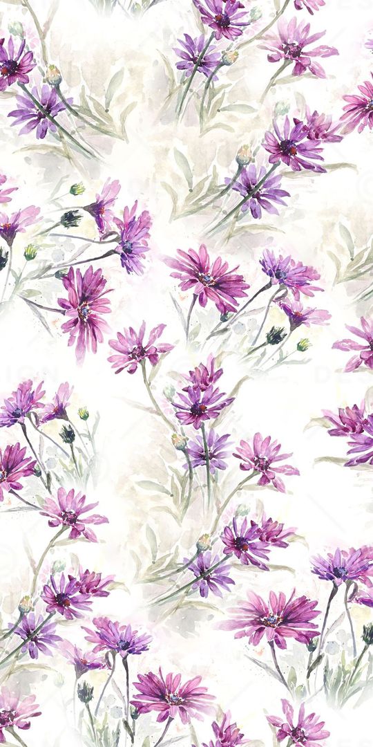 手绘清爽花卉印花华亿平台图片