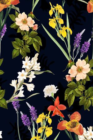 多种花卉印花华亿平台图片