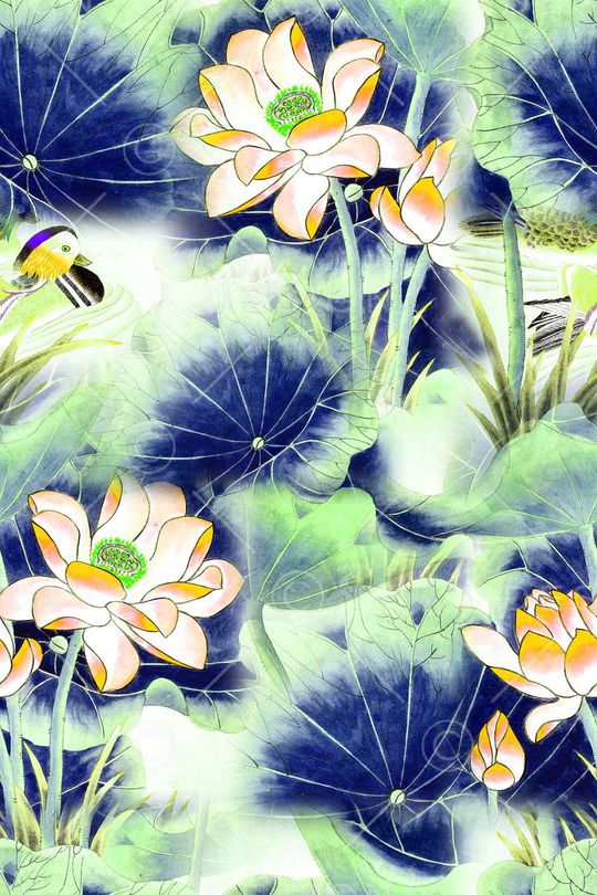 清爽大花印花华亿平台图片