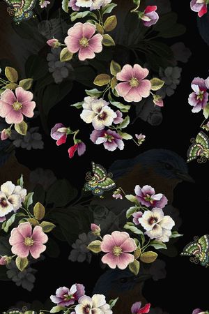 刺绣花鸟印花华亿平台图片