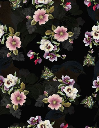 679387-066DG小鸟底纹刺绣花卉 (1)