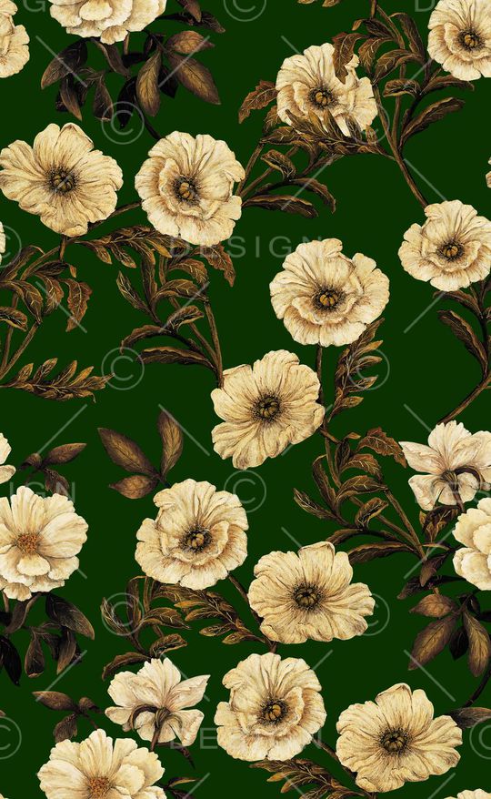 手绘复古花卉印花华亿平台图片