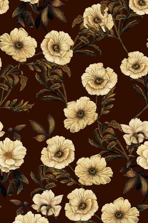 手绘复古花卉印花华亿平台图片