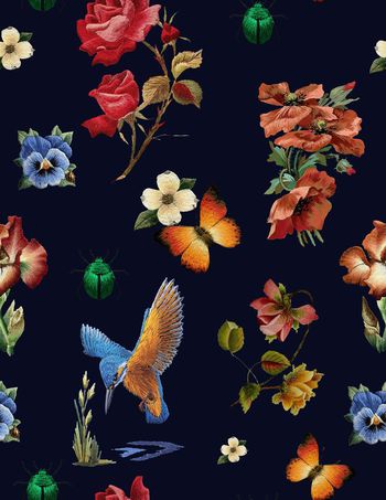 679415-刺绣花鸟蝴蝶