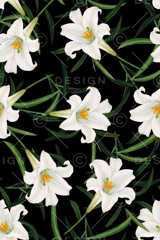 抽象手绘满版花卉印花华亿平台图片